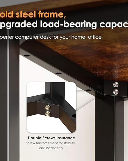 sogesfurniture 31.5 inches Sturdy Writing Desk for Small Spaces, Home Office Desk Computer Desk Gaming Desk Computer Table Sturdy Writing Workstation for Home Office, Brown - LeafyLoom