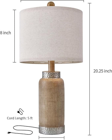 Table Lamp for Bedroom Living Room 20.25" Farmhouse Rustic Vintage Small Lamps Bedside Nightstand Light Home Office Desk Retro Mysterious East Style Deco (Antique Brown) - LeafyLoom