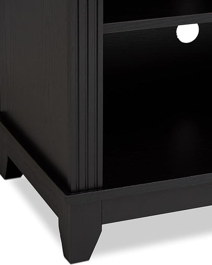 ROCKPOINT 58inch TV Stand Media Console for TV’s up to 65 Inches, Home Living Room Storage Console, Entertainment Center with 4 Open Storage Shelves, Modern TV Console Table (Black) - LeafyLoom