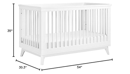 Babyletto Scoot 3-in-1 Convertible Crib with Toddler Bed Conversion Kit in White, Greenguard Gold Certified - LeafyLoom