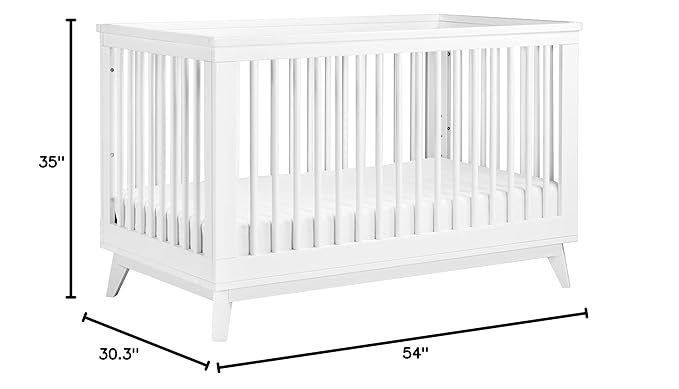 Babyletto Scoot 3-in-1 Convertible Crib with Toddler Bed Conversion Kit in White, Greenguard Gold Certified - LeafyLoom