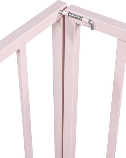 RITSU Twin Size Metal Floor Fence Bed, Montessori Bedframe, with Safety Guardrail and Door, for Children Bedroom, Boys Girls, Apartment, Strong & Durable, Easy to Assemble, Pink - LeafyLoom