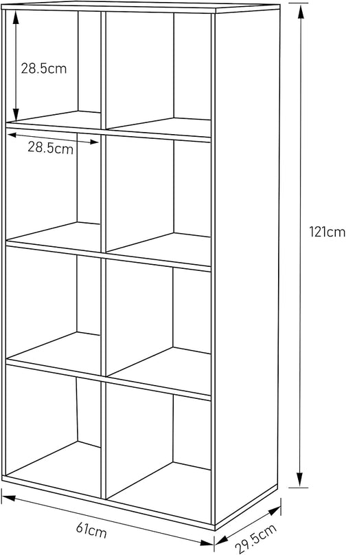 PACHIRA E-Commerce Cubby Storage Organizer, 8 Cube Unit Shelf, Closet Cabinet, DVD Rack Bookshelf File Organizer Rack in Study, each cube 28.5 cm, OAK GREY - LeafyLoom