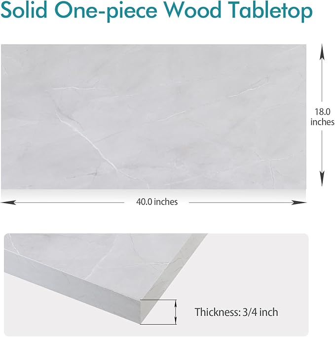 Kaboon Universal Tabletop 40"x18", Solid One-Piece Melamine Table Top, Double Desk L-Desk Floating Desk DIY, Home and Office, White Rock - LeafyLoom
