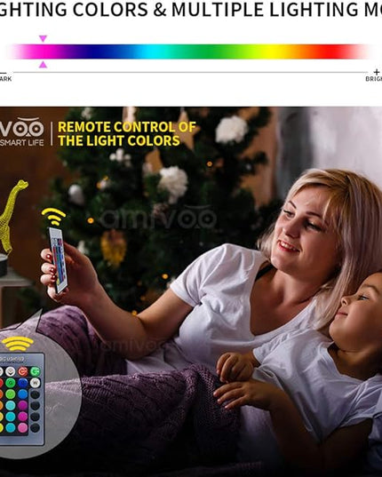 Dinosaur 3D Night Light for Kids 16 Colors Changing 3D Optical Illusion Lamp with Smart Touch & Remote Control, Best Gift for Girls Boys Kids (Dino-Brachiosaurus) - LeafyLoom