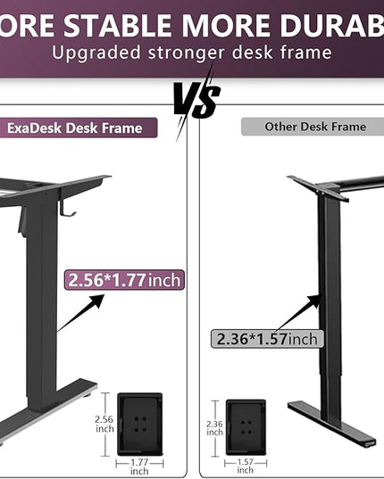 48 * 24 Inches Electric Standing Desk, Adjustable Height Sit Stand Up Desk with 3 Memory Presets, Motorized Home Office Computer Gaming Workstation Desk, Classical Black - LeafyLoom