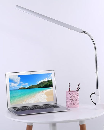 3 Types Desk Lamp with Clamp, Ultra Slim Desk Lamp, 360 Degree Rotation Metal Arm Eye Caring Lamp, for Reading, Study, Tattoo Light, Beauty Manicure - LeafyLoom