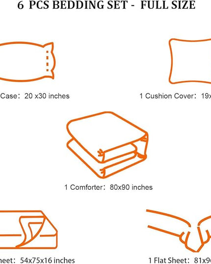 6 Pieces Bed in a Bag for Boys Bedding Sets Full Size,Gamer Comforter Sets for Boys Kids, Gaming Comforter Set for Boys Room Decor with Flat Sheet,Fitted Sheet,Pillowcase,Cushion Cover - LeafyLoom