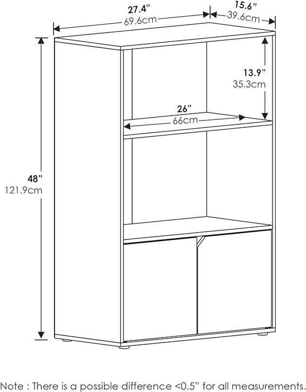 Furinno Jaya Kitchen Storage Shelf with Cabinet, Columbia Walnut - LeafyLoom