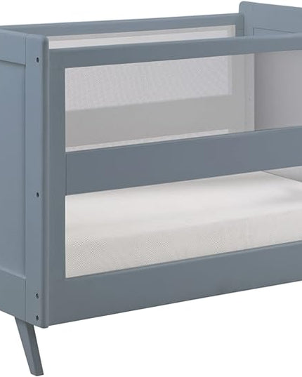 BreathableBaby Breathable Mesh 3-in-1 Convertible Crib (Toddler Bed Kit Sold Separately) — Steel Gray — Two Adjustable Mattress Heights — Greenguard Gold Certified - LeafyLoom