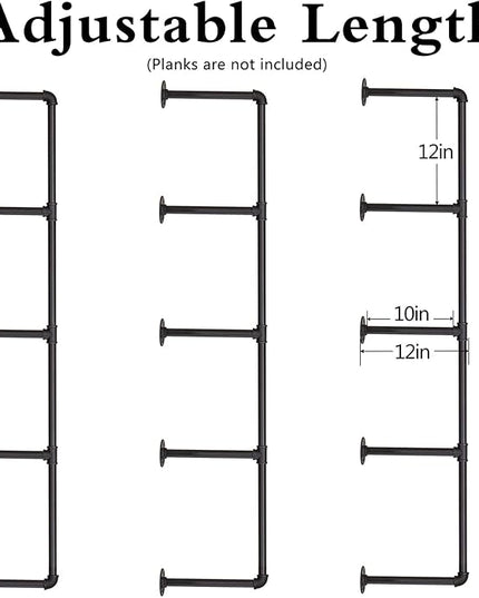 Pynsseu Industrial Wall Mounted Iron Pipe Shelf, Rustic DIY Open Bookshelf, Farmshouse Pipe Shelves for Kitchen Bathroom, 3 Pack - LeafyLoom