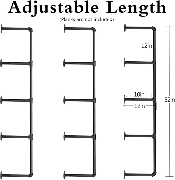 Pynsseu Industrial Wall Mounted Iron Pipe Shelf, Rustic DIY Open Bookshelf, Farmshouse Pipe Shelves for Kitchen Bathroom, 3 Pack - LeafyLoom