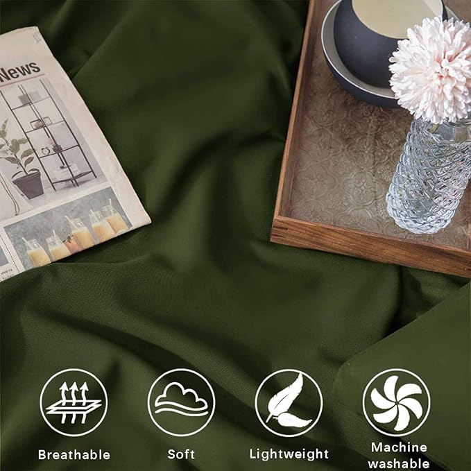 ETDIFFE Green King Size Comforter Set, 3 Piece Dark Olive Aesthetic Modern Bedding Set - All Season Soft & Lightweight Microfiber Down Alternative Comforter Bed Set with 2 Pillow Shams for Women Men - LeafyLoom