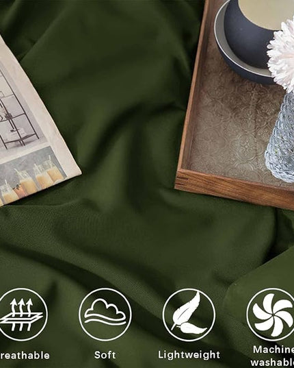 Dark Olive Green Queen Comforter Set - 3 Piece Aesthetic Modern Bedding Set - All Season Farmhouse Soft & Lightweight Microfiber Down Alternative Comforter Bed Set with 2 Pillow Shams for Women Men - LeafyLoom