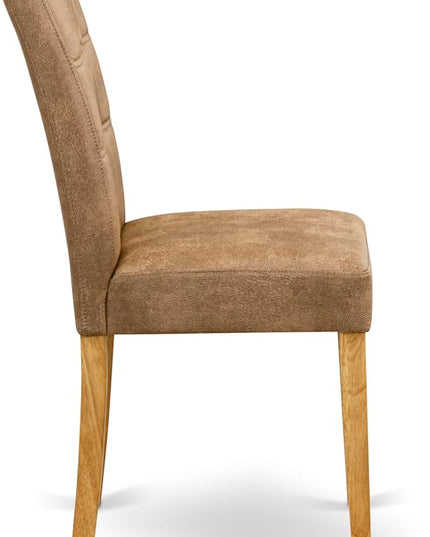East West Furniture ANAS3-OAK-28 Antique 3 Piece Modern Set consists Room Table and 2 Brown Textured Faux Leather Upholstered Dining Chairs, Oak, 36x36 Inch - LeafyLoom