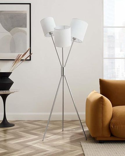 Modway Alexa 3-Light Floor Lamp in Silver - LeafyLoom