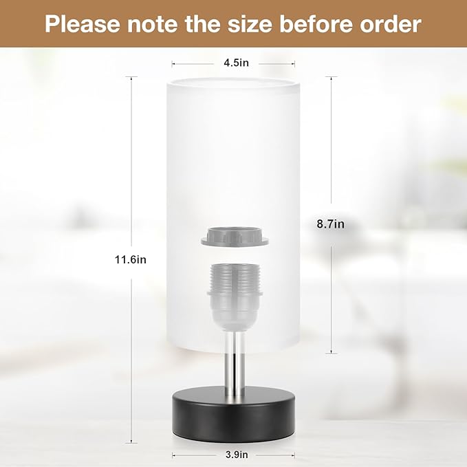 Small Table Lamp for Bedroom - Bedside Lamps for Night Stands, Minimalist Nightstand Light Lamp, Desk Lamps for Reading Room, Kids Room, Living Room, Office, Dorm - LeafyLoom