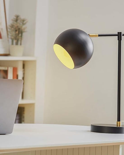 Globe Electric Novogratz x 65785 Charlotte 18" Table Lamp, Matte Black, Brass Accents - LeafyLoom
