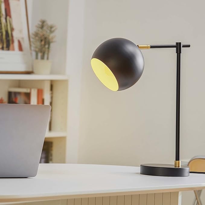 Globe Electric Novogratz x 65785 Charlotte 18" Table Lamp, Matte Black, Brass Accents - LeafyLoom