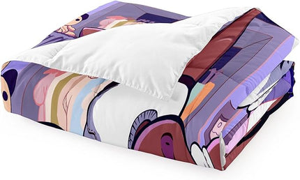 Black Girl Comforter Sets for Girls Full Size Bed, Pretty African American Girl Full Bed Sets Purple Full Bedding Comforter Set Microfiber Soft 3 Piece Quilt Set, 1 Comforter + 2 Pillowcases - LeafyLoom