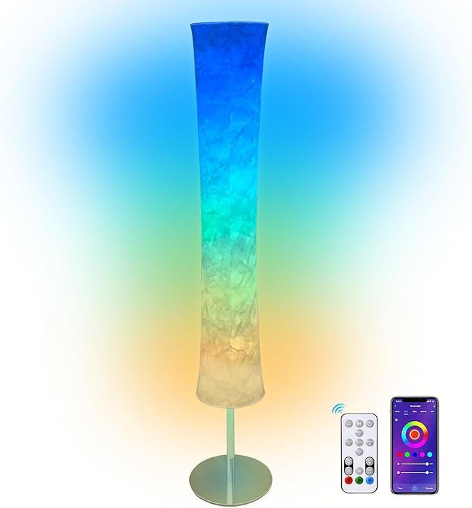 Smart Corner Floor Lamp - 60" LED RGB Standing Lamp Mood Lighting Color Changing Floor Lamps Light for Living Room Bedroom Decor with Alexa Google Assistant WiFi(Chromed) - LeafyLoom