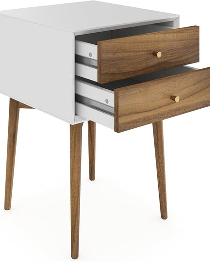 Nathan James Harper Modern Nightstand Side Accent or End Table with Storage Drawer, 1, White/Brown - LeafyLoom