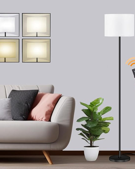 Floor Lamp for Living Room Bedroom,Modern LED Floor Lamp with Remote Control and Dimmable Standing Lamps with Foot Switch Office Kid Room,Tall Lamp,RGB 9W Bulb Included - LeafyLoom
