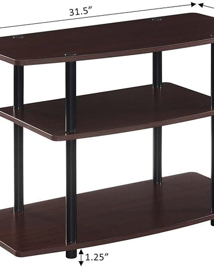 Convenience Concepts Designs2Go 3 Tier TV Stand, 31.5", Espresso/Black Poles - LeafyLoom