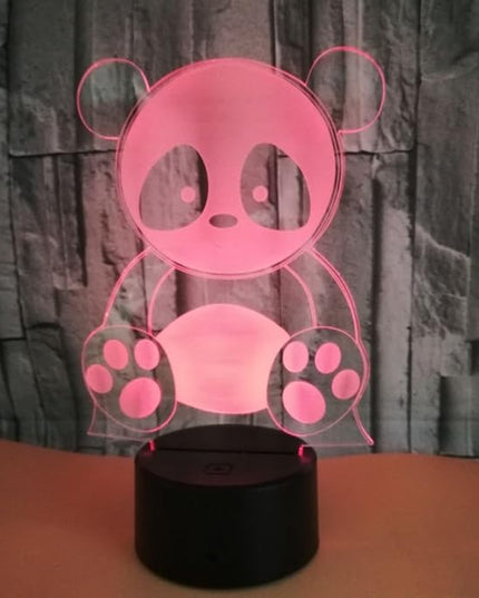Optical Illusion 3D Panda Night Light 16 Colors Changing USB Power Remote Control Touch Switch Decor Lamp LED Table Desk Lamp Children Kids Christmas Xmas Brithday Gift - LeafyLoom