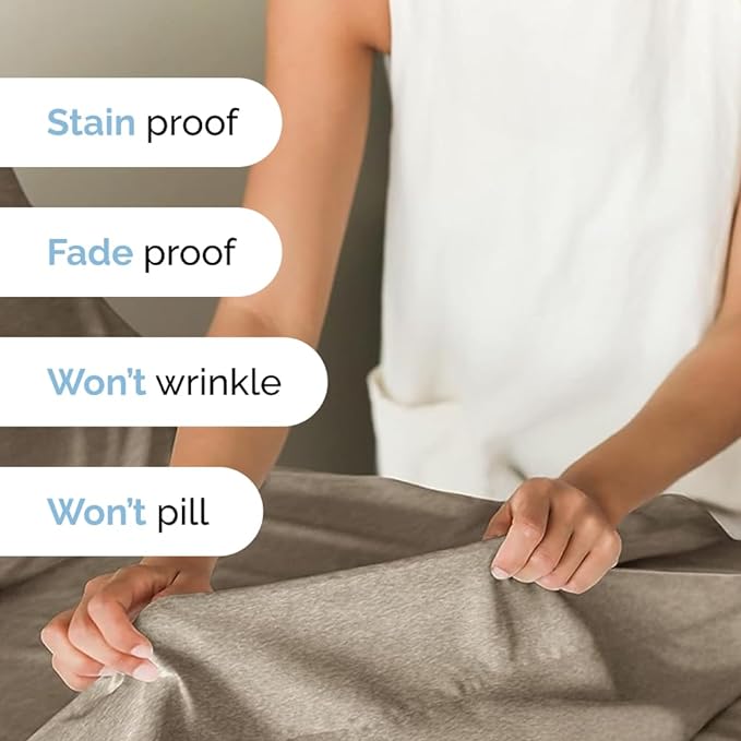 Split King Size 5 Piece Sheet Set - Comfy Breathable & Cooling Sheets - Hotel Luxury Bed Sheets for Women, Men, Kids & Teens - Deep Pockets, Soft & Wrinkle Free Sheets - Heathered Beige Bed Sheets - LeafyLoom