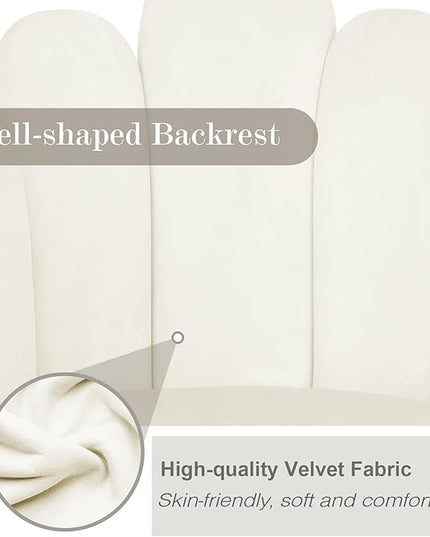 Vanity Chair for Makeup Room - Midcentury Modern Accent Chair for Living Room Bedroom, Makeup Chair with Back Support Velvet Chair with Gold Legs (Cream) - LeafyLoom