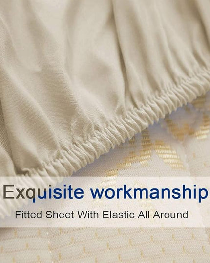 SONORO KATE Bed Sheet Set Super Soft Microfiber 1800 Thread Count Luxury Egyptian Sheets 16-Inch Deep Pocket，Wrinkle -4 Piece (Beige, Full) - LeafyLoom