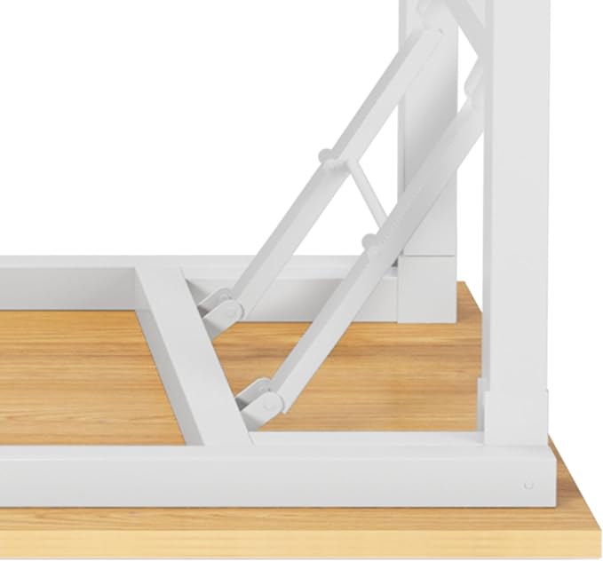 Need Home Office Desk Large Computer Desk 60 inch Sturdy Table Foldable Desk Gaming Computer Table No Assembly Required, Teak&White Frame AC5BW(152.4 * 60) - LeafyLoom