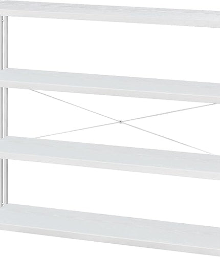 HCHQHS Bookshelf, 4-Tier Industrial Bookcase, White Open Book Shelf, Freestanding Tall Bookshelves with Metal Frame - LeafyLoom