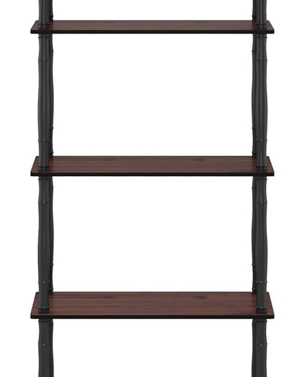 Furinno Turn-N-Tube 5-Tier Multipurpose Shelf / Display Rack / Storage Shelf / Bookshelf, Classic Tubes, Dark Cherry/Black - LeafyLoom