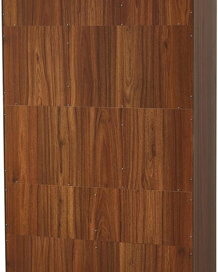 Modern Bookcase with 2 Doors, Wooden Bookshelf Library with 6 Storage Cabinet for Home Office (Walnut) - LeafyLoom