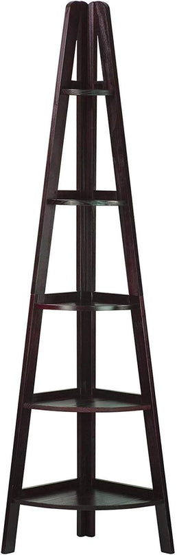 Casual Home 5-Shelf Corner Ladder Bookcase, Espresso - LeafyLoom