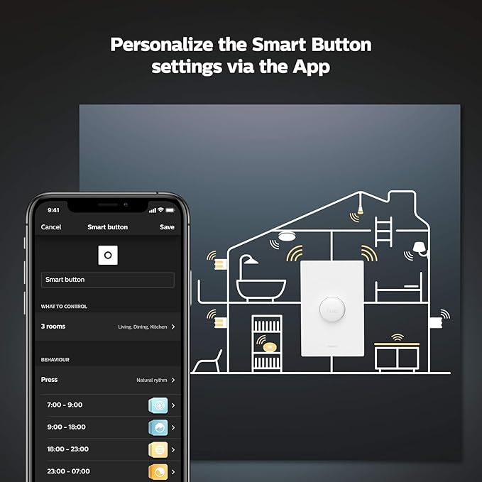 Philips Hue Wireless Smart Light Switch Button, White - 1 Pack - Portable and Battery Powered - Smart Home Control - Requires Hue Bridge - Easy, No-Wire Installation Philips