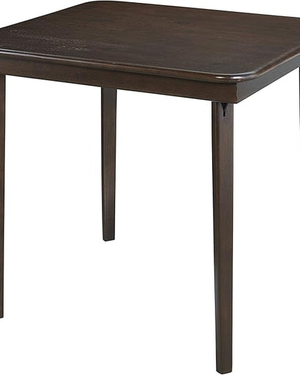 MECO Stakmore Straight Edge Solid Wood Folding Card Table, Folds to Deep 3.38 Inches for Easy Storage, 29.5″H x 32″W x 32″D, Espresso Finish - LeafyLoom