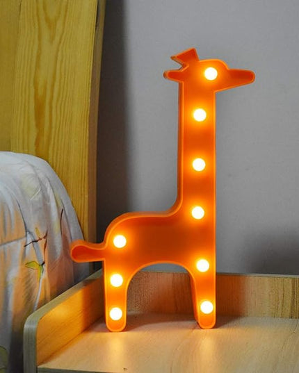 GUOCHENG Lovely Giraffe LED Night Light Warm White Animal Shaped Table Night Lamps Bedroom Nursery Home Bedside Indoor Decorations Giraffe Gifts for Kids Children Girls(Orange) - LeafyLoom