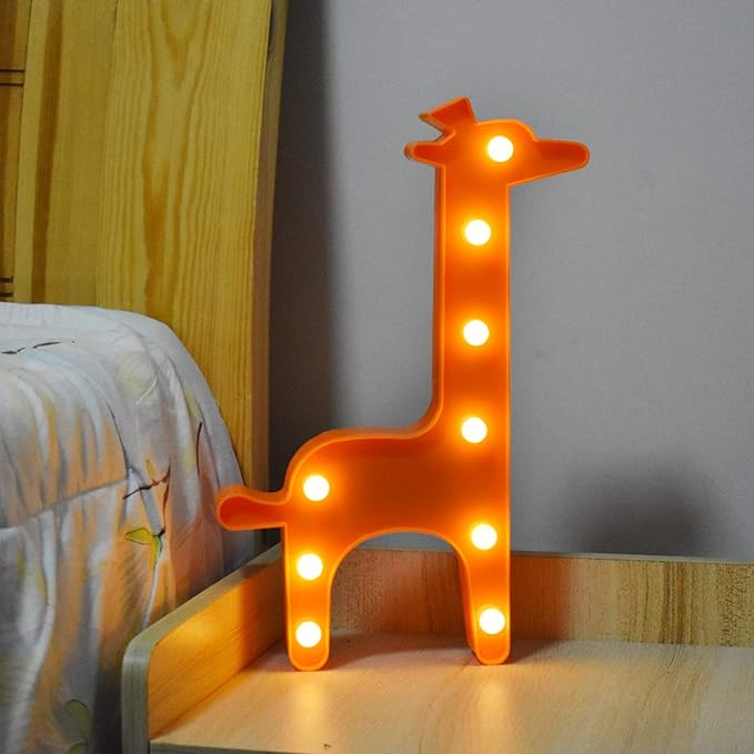 GUOCHENG Lovely Giraffe LED Night Light Warm White Animal Shaped Table Night Lamps Bedroom Nursery Home Bedside Indoor Decorations Giraffe Gifts for Kids Children Girls(Orange) - LeafyLoom