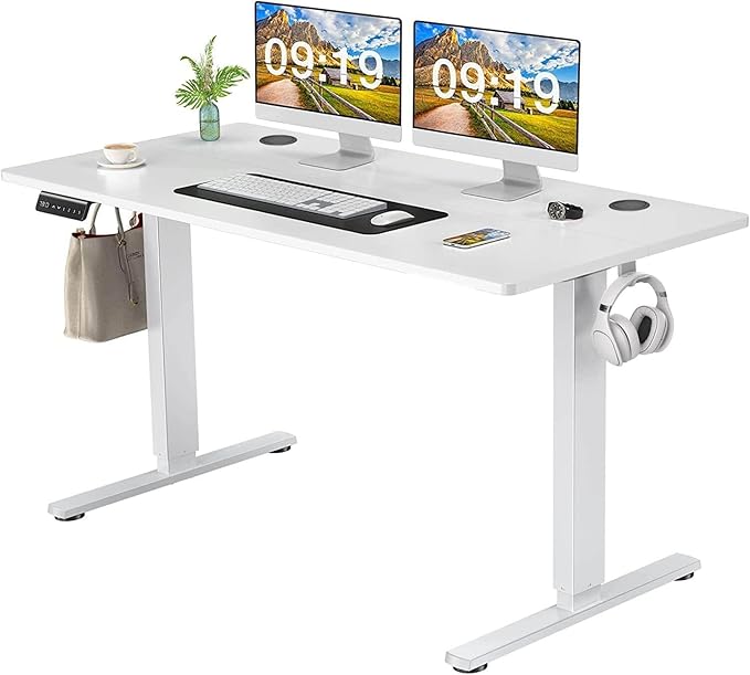 NicBex Home Office Desk 55" x 23" Electric Height Adjustable Standing Desk Computer Desk Office Desk, Sit to Stand Ergonomic Computer Desk Adjustable Desk, White - LeafyLoom
