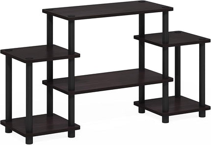 Furinno Turn-N-Tube No Tools Entertainment Center, Round, Square corner, Dark Walnut,11257DWN - LeafyLoom