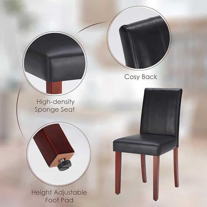 Dining Chairs, Kitchen Chairs Set of 2 with Solid Wood Legs, Armless Upholstered Indoor Kitchen Dining Room Chairs for Dining Room, Kitchen Chairs Parson Chairs - LeafyLoom