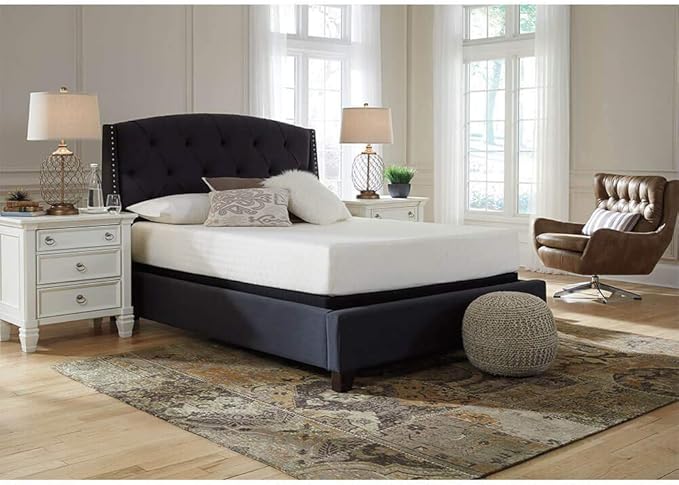 Signature Design by Ashley Full Size Chime 10 Inch Medium Firm Memory Foam Mattress with Green Tea & Charcoal Gel - LeafyLoom