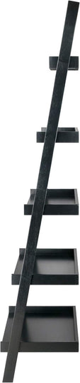 Winsome Bellamy 5-Shelf 69"H Leaning Bookcase, Black (29553) - LeafyLoom