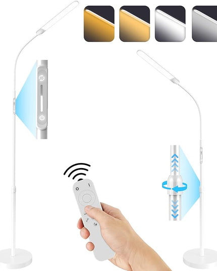 NXONE Led Floor Lamp,Modern Reading Adjustable Standing Height 4 Colors and Stepless Brightness Work Lamp for Living Room Bedroom Reading, White - LeafyLoom