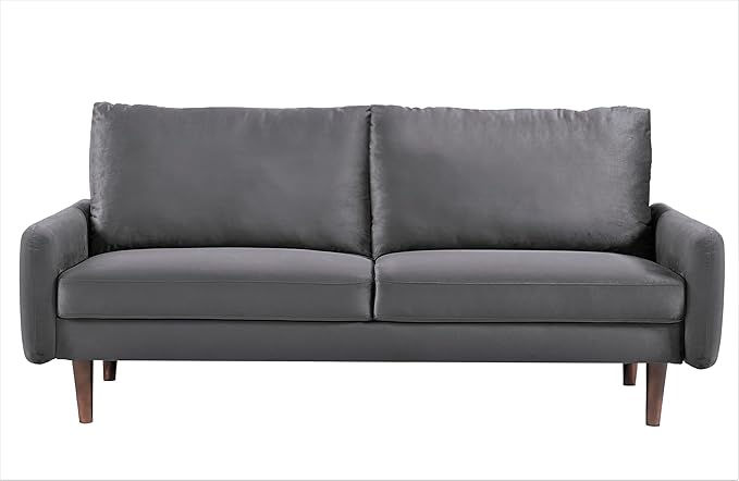 US Pride Furniture Kent Modern Velvet Sofa, Comfortable 3 Seater Couch for Living Rooms and Small Spaces, Ideal Studio Apartment Furniture with Sleek Design, Grey - LeafyLoom