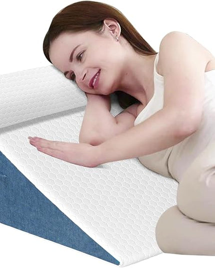 10" Wedge Pillow,Bed Pillow for Sleeping, Cooling Memory Foam Pillow for Back Support and Leg Elevation,Triangle Pillow for Acid Reflux & Snoring & Heartburn & GERD - LeafyLoom