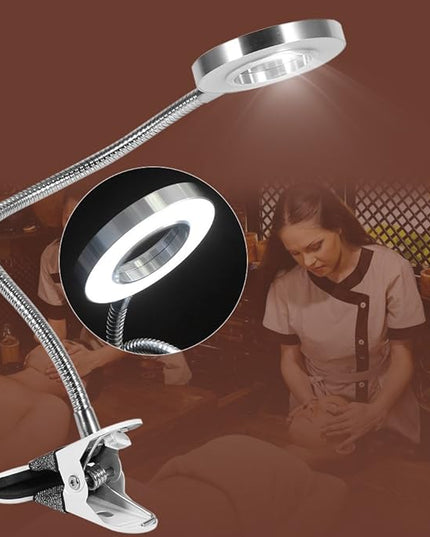 Portable Tattoo LED Lamp, LED Desk Lamp with Clamp, Warm/Cold Light LED USB with Clip for Eyebrow Tattoo Manicure Eyelash Extension and Reading - LeafyLoom